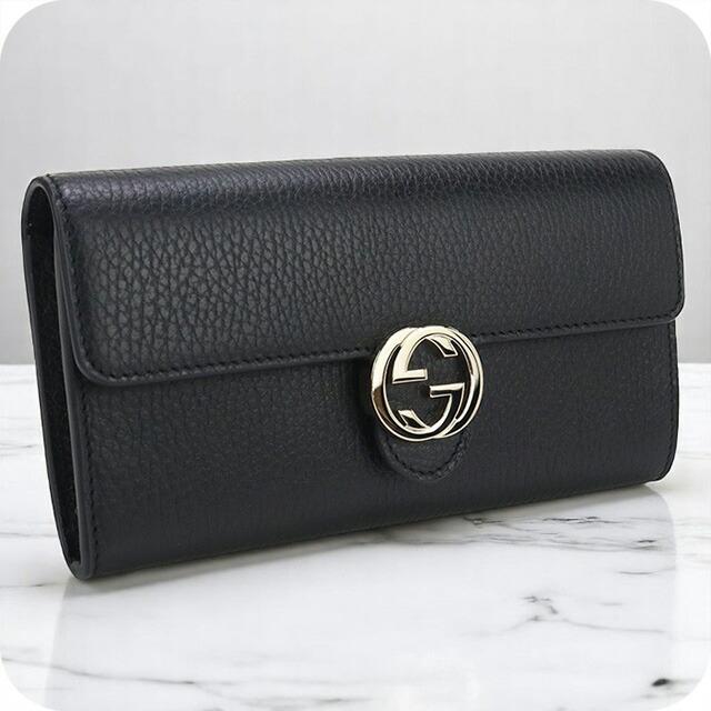 GUCCI インターロッキングGコンチネンタルウォレット 長財布 ブラック