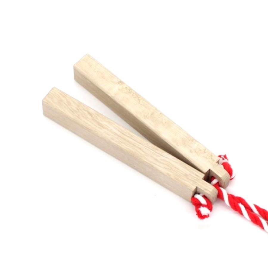 拍子木(小) 樫製 長さ21cm 太さ3cmX2,5cm 楽器・子供用・幼稚園児