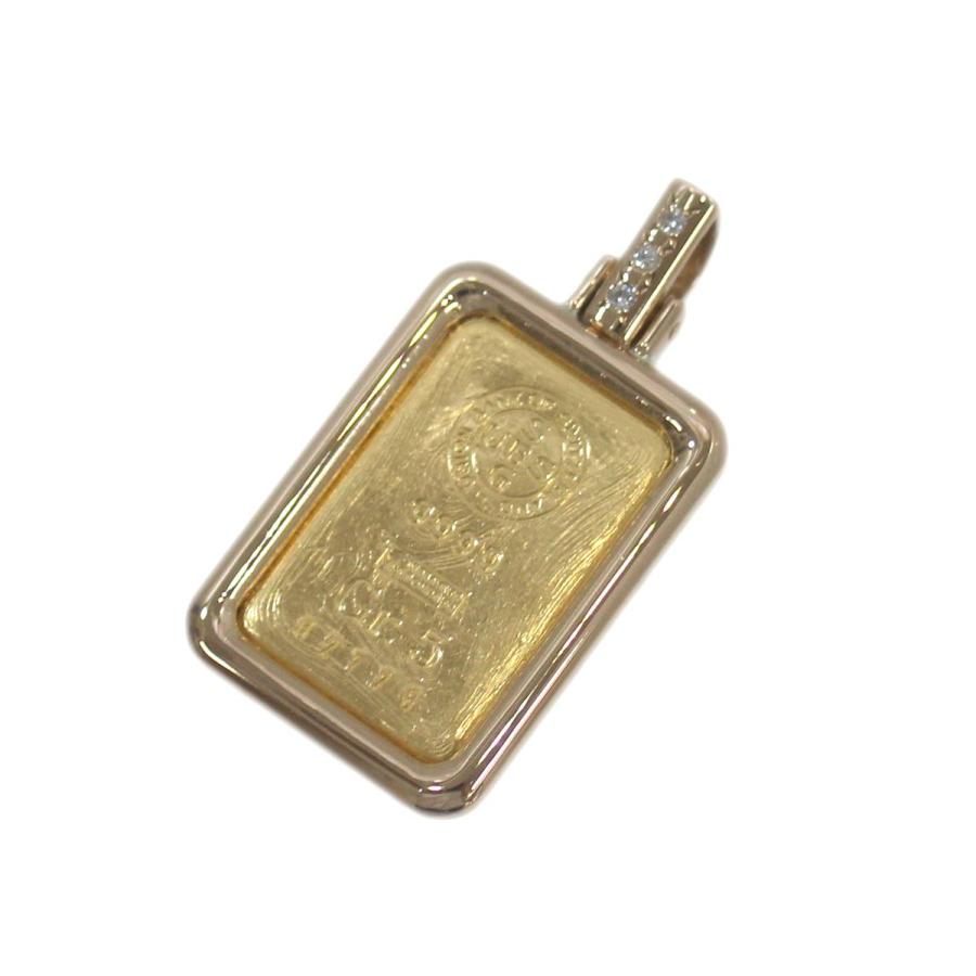 CORUM（コルム） K18枠 K24インゴット ダイヤペンダントトップ 0.03