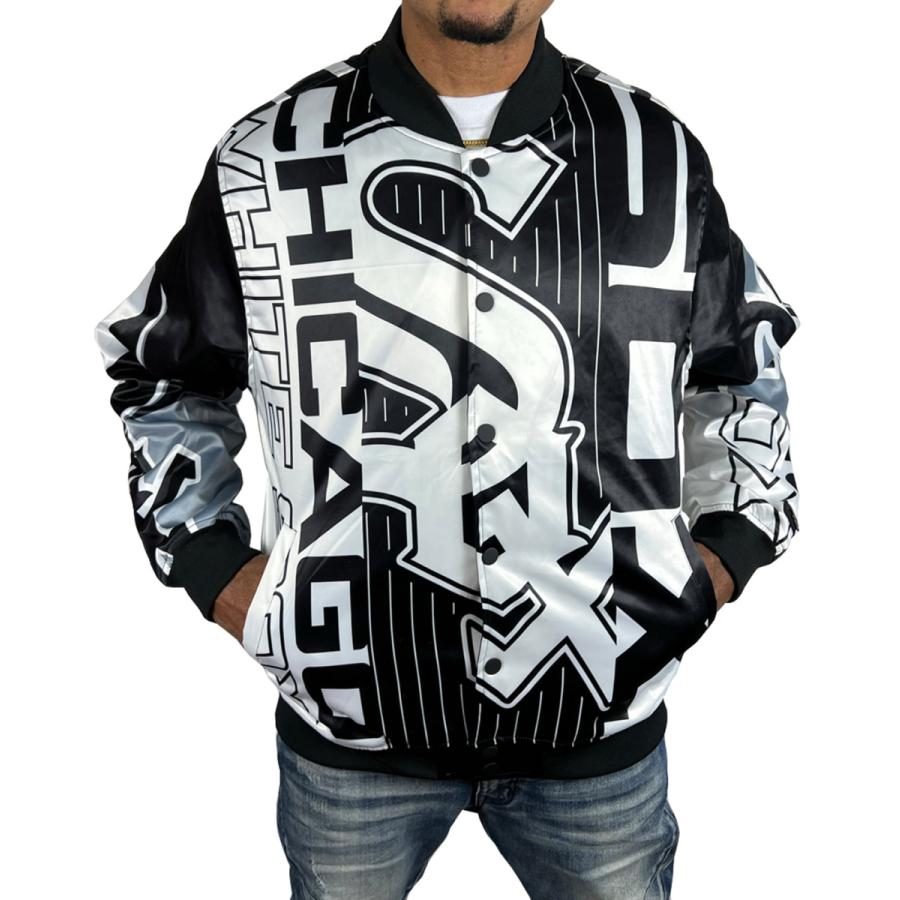 ホワイトソックス サテン ジャケット スタジャン WHITE SOX 白 黒