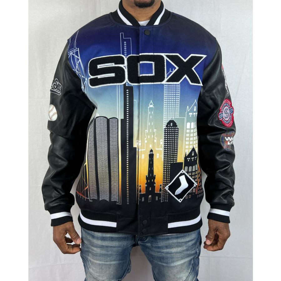 ホワイトソックス ジャケット スタジャン WHITE SOX MLB 青 黒 ブルー