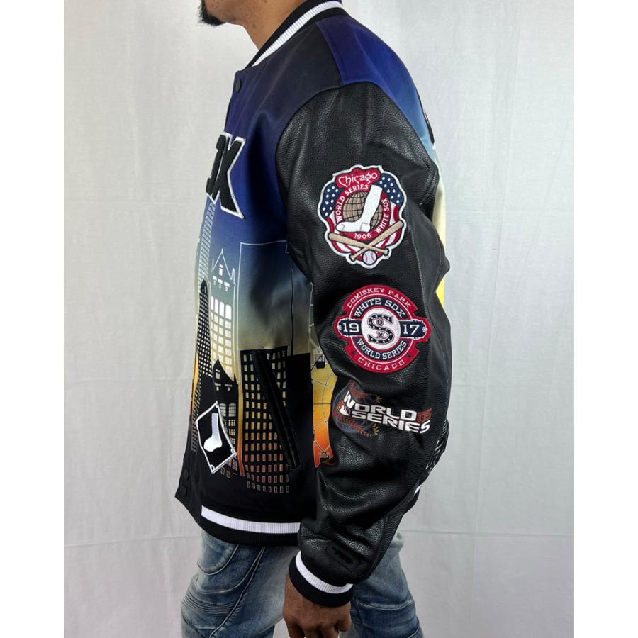 ホワイトソックス ジャケット スタジャン WHITE SOX MLB 青 黒 ブルー