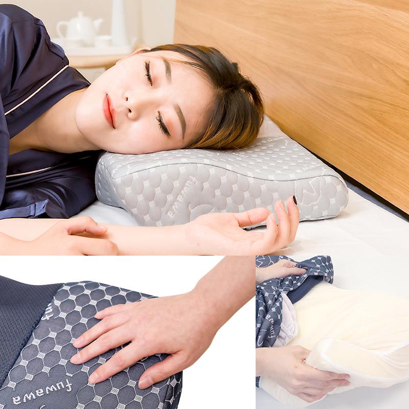 fuwawa 低反発枕 フィット枕 首サポート枕 頸椎サポート枕 天然素材綿