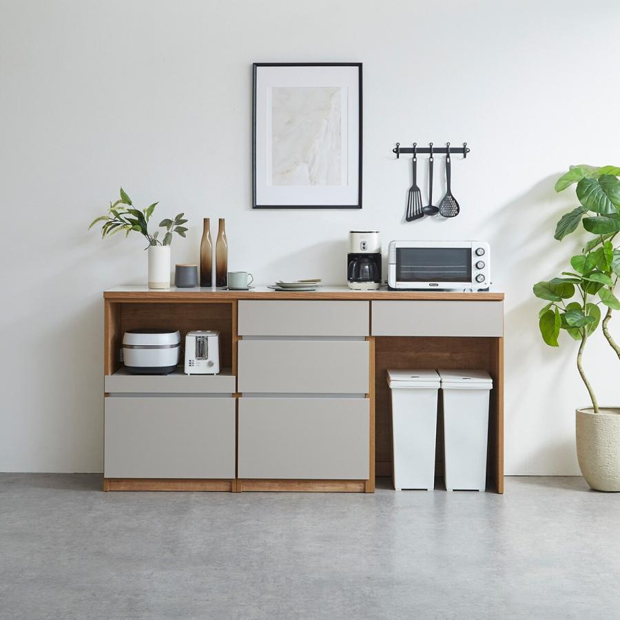 ニトリ（NITORI） キッチン収納カウンター (幅180cm 引き出し+オープン