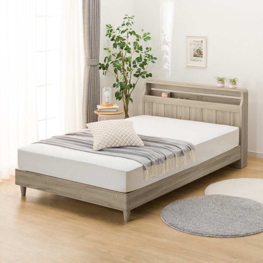 ニトリ（NITORI） セミダブル アンティーク調 棚付きベッドフレーム