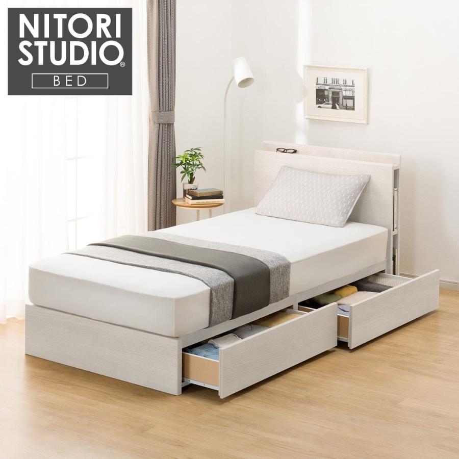 ニトリ（NITORI） シングル 棚・サイド収納付きベッドフレーム(NS-003