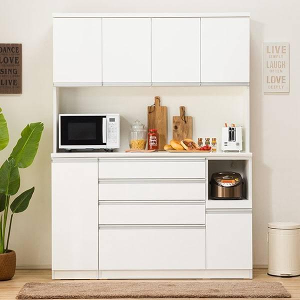 ニトリ（NITORI） 幅150cm 食器棚(レジューム 150TF-H WH/150QH-R WH