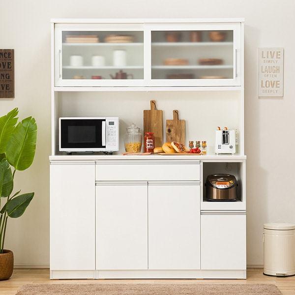 ニトリ（NITORI） 幅150cm 食器棚(レジューム 150TG-S WH/150TH-R WH