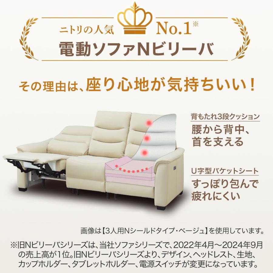 ニトリ（NITORI） 1人用電動リクライニングソファ(Nビリーバ3 厚革