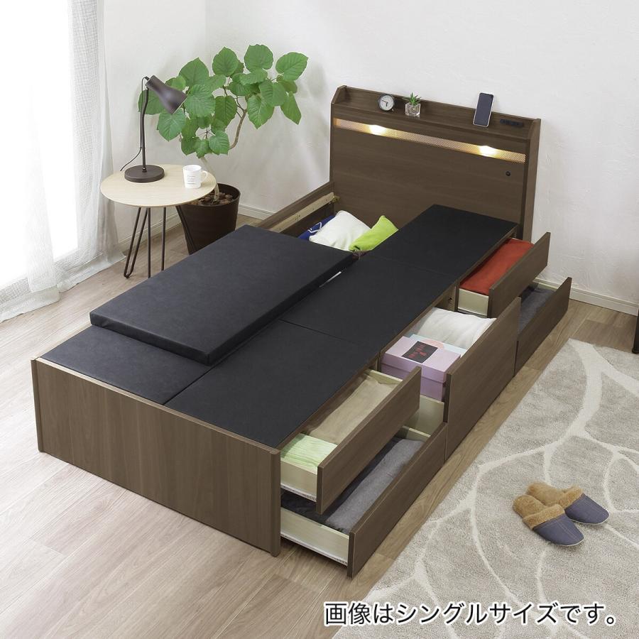 ニトリ（NITORI） セミダブル 豊富な収納力のチェストベッド (ダーク