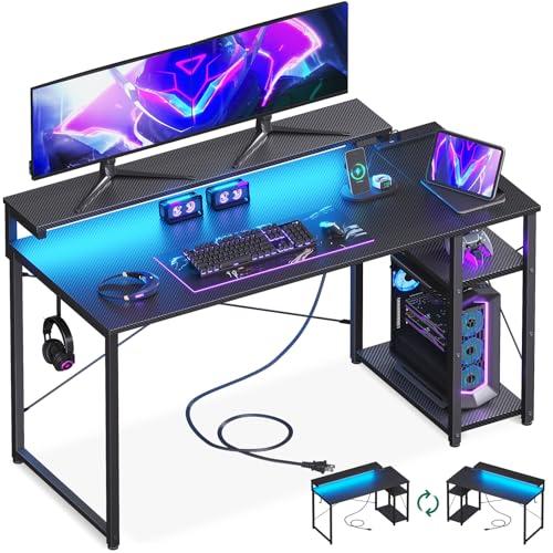 AODK ゲーミングデスク パソコンデスク ラック&コンセント付き 幅120cm