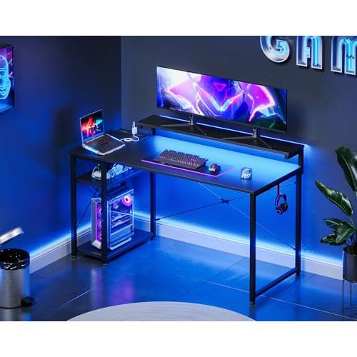 AODK ゲーミングデスク パソコンデスク ラック&コンセント付き 幅120cm