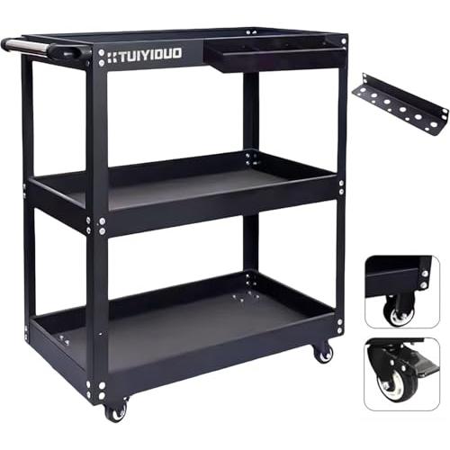 TUIYIDUO 三段 工具カート 耐荷重200kg ツールカート 工具ワゴン