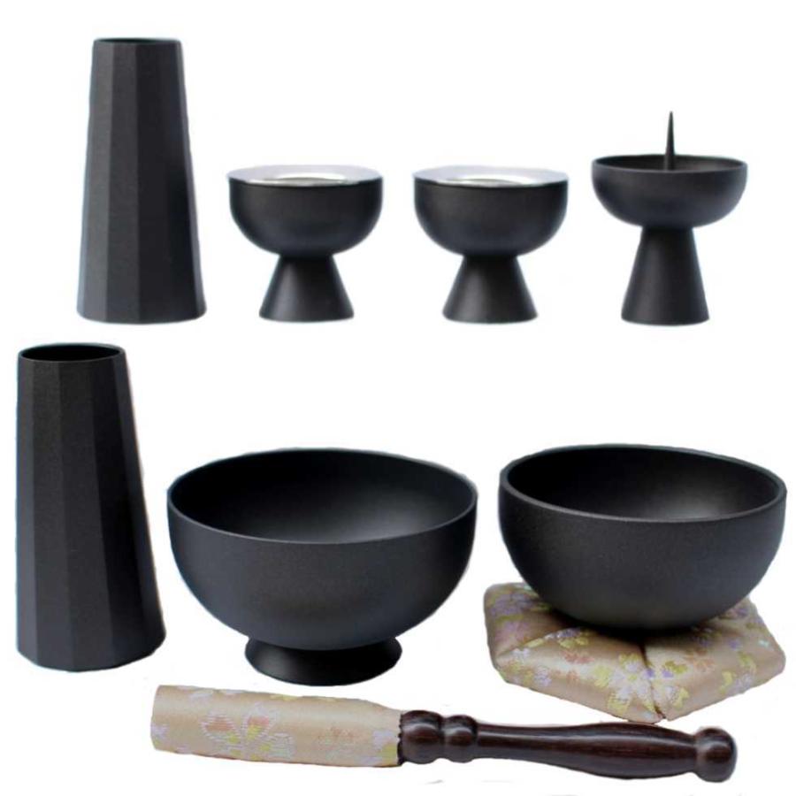 セレス エボニー 金属仏具7点セット おりん布団 りん棒付き : 二宮仏壇