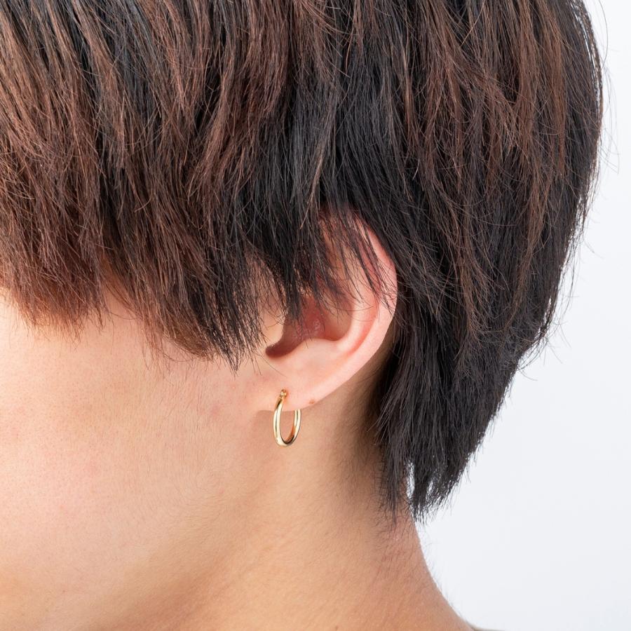 18金 フープピアス メンズ レディース 2mm×15mm K18 18K K18刻印