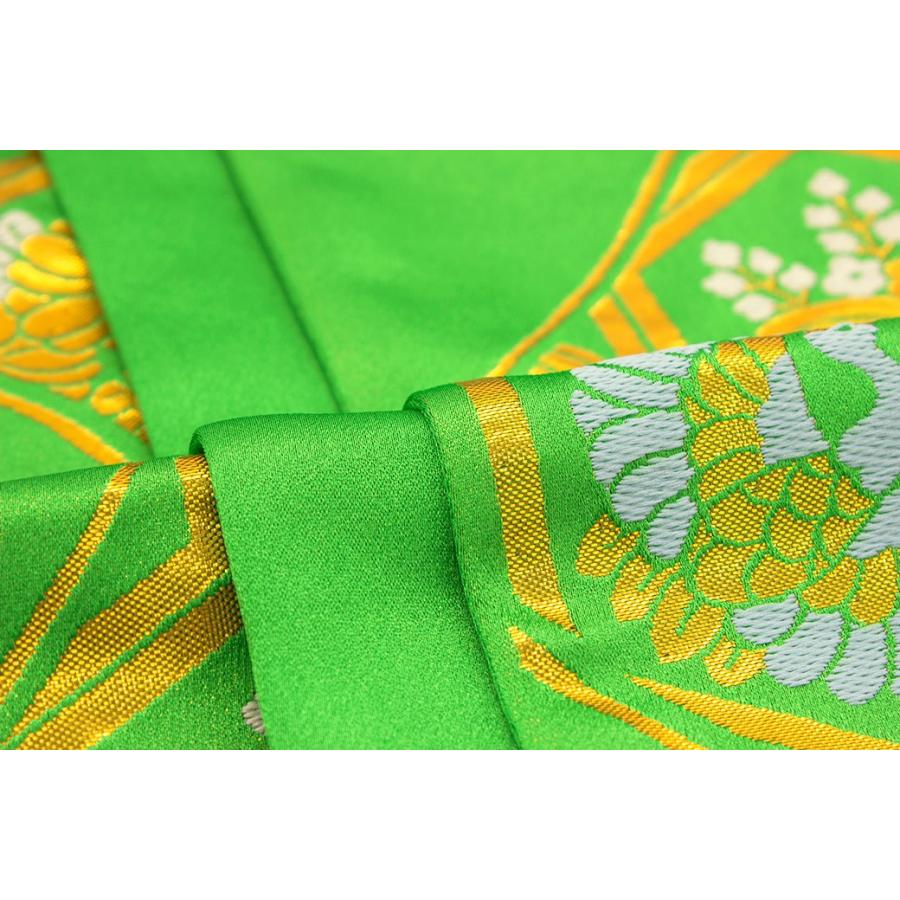 SOUBIEN（創美苑） 【未仕立て】 袋帯 緑 グリーン 金色 亀甲 流水 葵