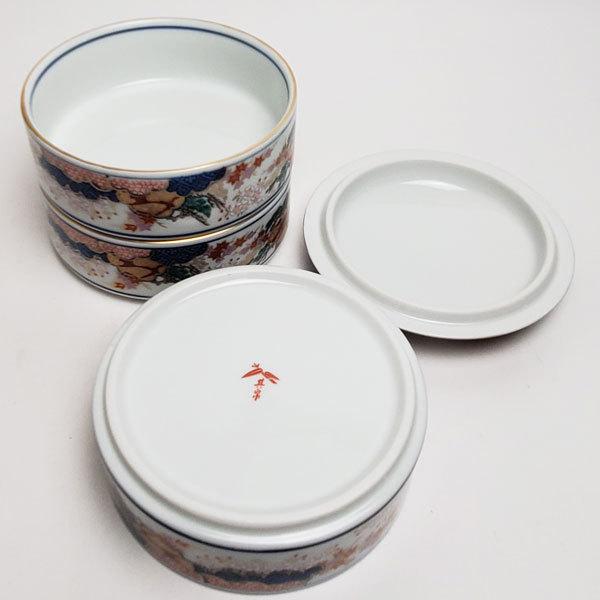其泉窯 有田焼 春秋文 三段重（小）| 陶器 ミニ 重箱 3段 和食器
