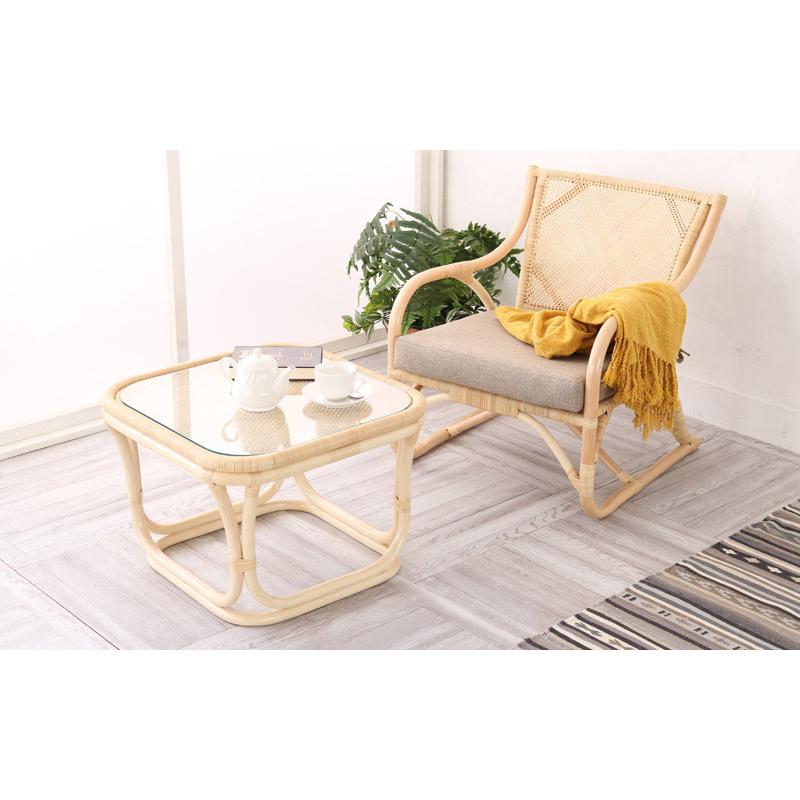 サイドテーブル テーブル ラタン 組立不要 完成品 籐 ガラス天板 家具