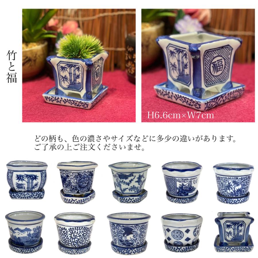 青花十二柄植木鉢 sl-a11 ミニポット 植木鉢 鉢 和風 和柄 盆栽 多肉