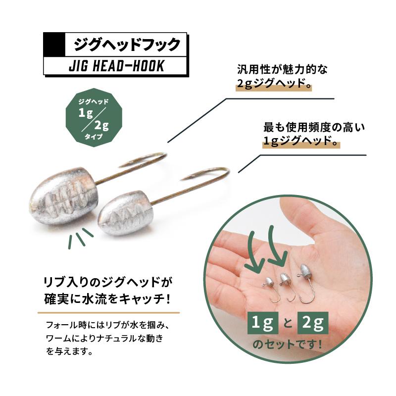 アジング ワーム ジグヘッド ライトゲーム セット 1g 2g メバリング