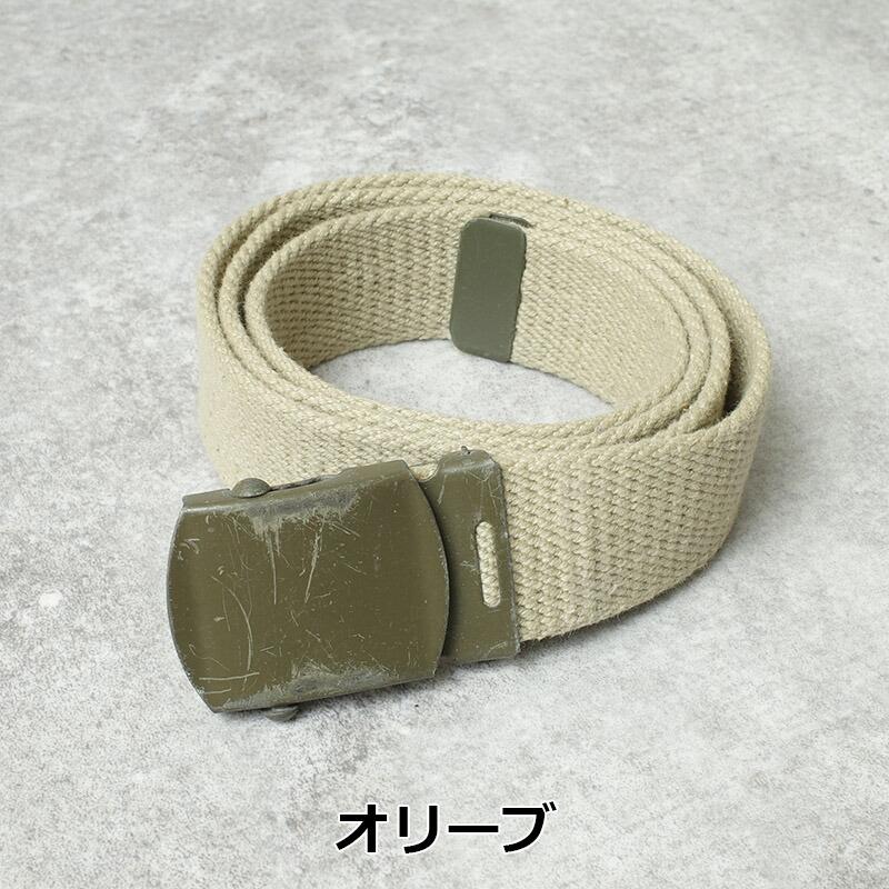 メール便可 フランス軍 コットン キャンバスベルト カーキ USED