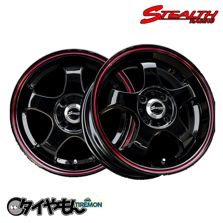 ステルスレーシング K36 15インチ 4H100 5.5J +45 1本 BK/REDLINE