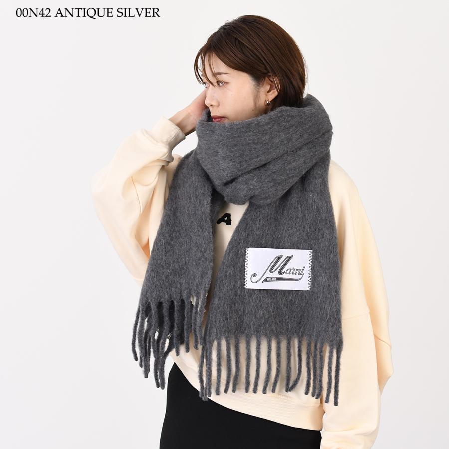MARNI（マルニ） ロゴパッチスカーフ ブラッシュドアルパカ製