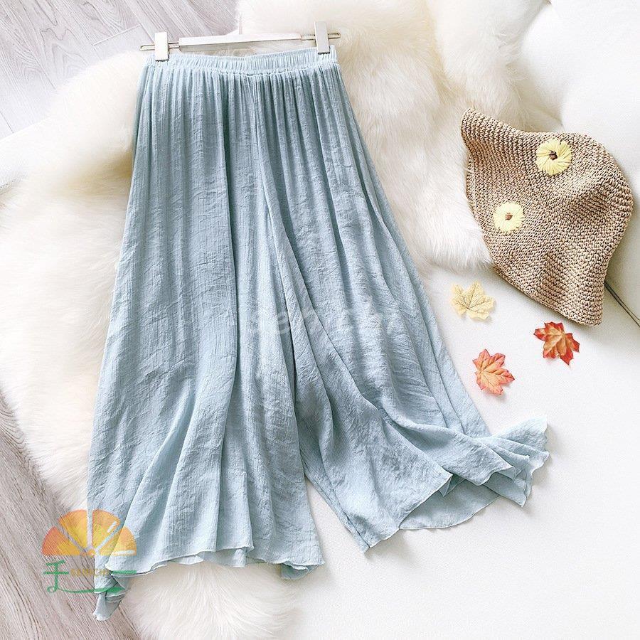 ガウチョパンツ レディース ワイドパンツ 夏 フレアパンツ リネン