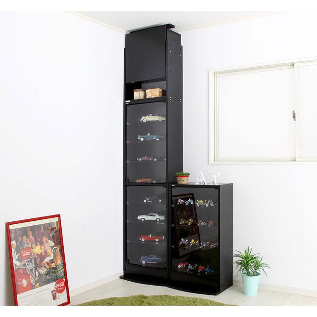 コレクションケース ディスプレイラック ガラス扉 棚板追加可能 幅54