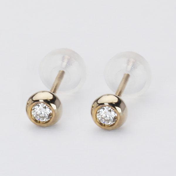 ダイヤモンド ピアス ダイヤピアス スタッドピアス シンプル イエロー