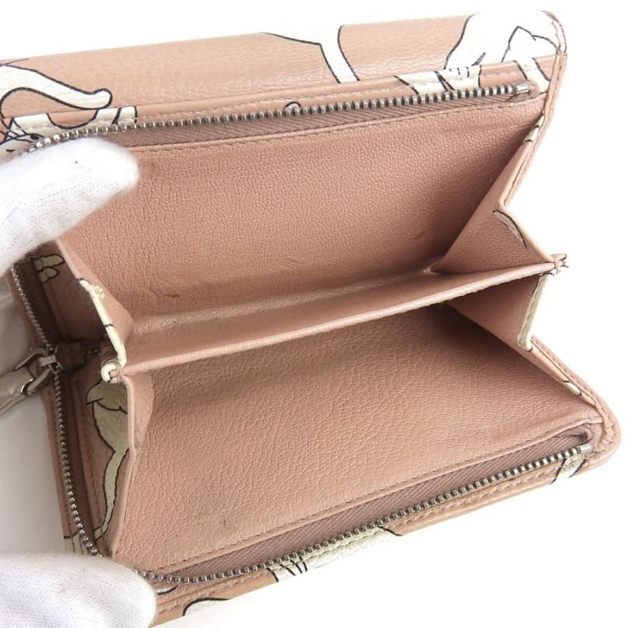 miu miu（ミュウミュウ） 猫柄 ネコ キャット ホック付 三つ折り 財布