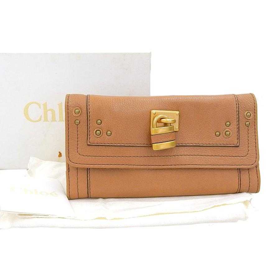 Chloe（クロエ） パディントン ホック付長財布 レザー ブラウン 本物