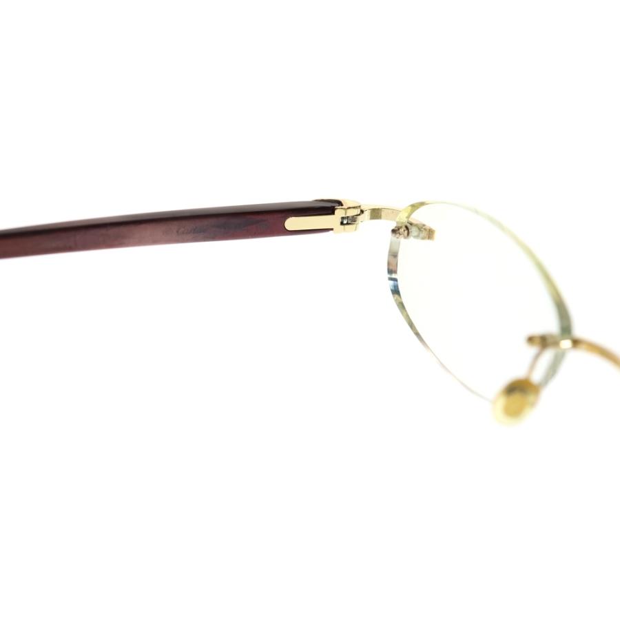 Cartier（カルティエ） ウッドテンプル リムレス メガネ クリアレンズ