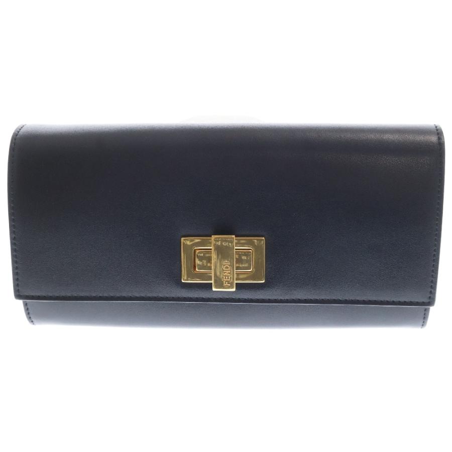 FENDI フェンディピーカブー長財布ブラック×ゴールド