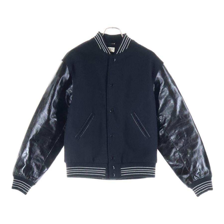 SAINT LAURENT PARIS サンローランパリ Leather Sleeve Teddy Jacket