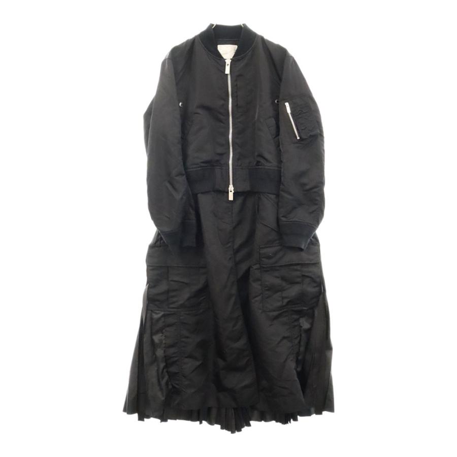 sacai（サカイ） MA-1ドッキング プリーツ ナイロンコート ネイビー