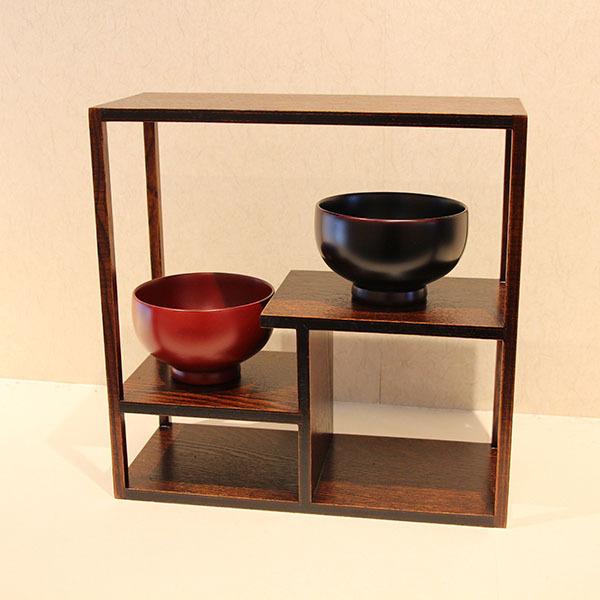 飾り棚 木製 角 漆塗り 30cm 和風 和室 床の間 盆栽棚 漆器 飾棚 飾り
