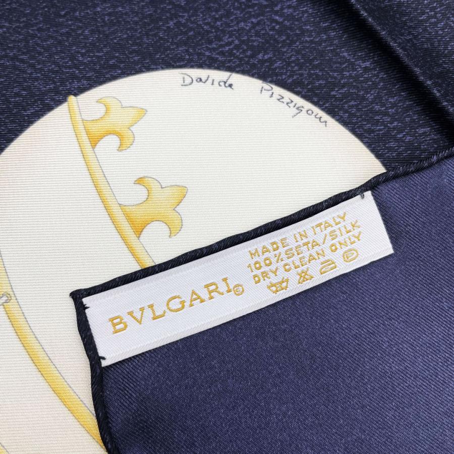 BVLGARI（ブルガリ） スカーフ 気球柄 シルク ブラック イエロー