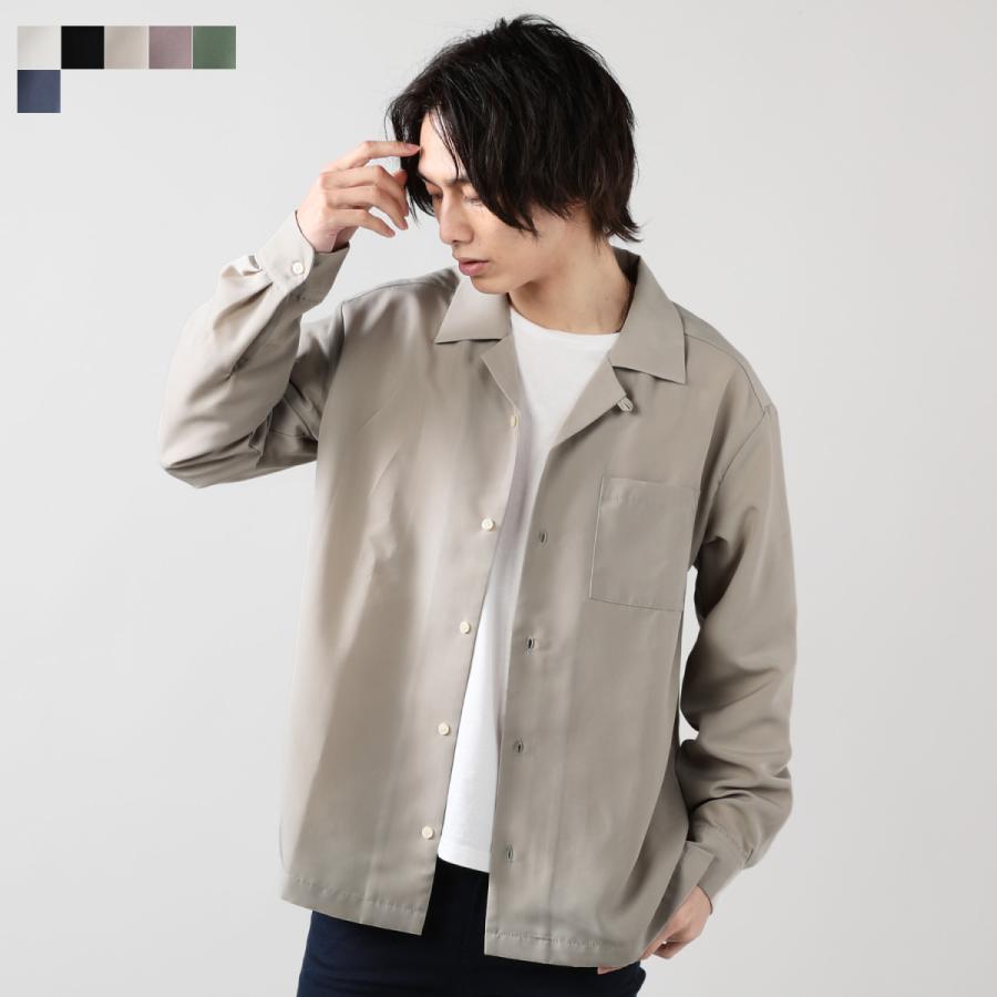 オープンカラーシャツ メンズ オープンカラー シャツ 長袖 M L