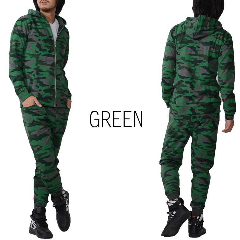 閉店セール】上下セット セットアップ メンズ 迷彩柄 プリント裏毛ス