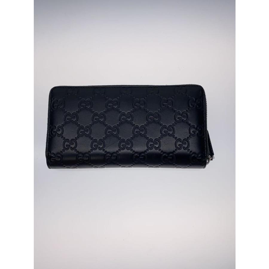 GUCCI◇長財布_アヴェル_グッチシマ/レザー/BLK/モノグラム/レディース