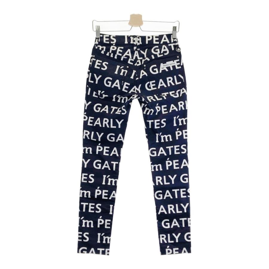 PEARLY GATES パーリーゲイツ ストレッチパンツ ロゴ総柄 ネイビー系
