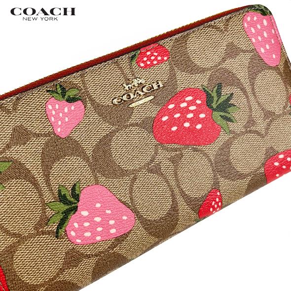 COACH（コーチ） レディース 財布 長財布 シグネチャー ストロベリー