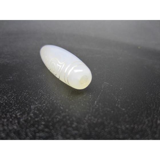 チベット銀線天珠 仏眼大日如来天珠 バン 白玉髄 42×12mm 一点物