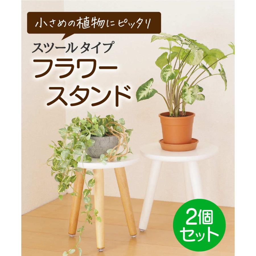 フラワースタンド 2個セット おしゃれ 木製 スツール 花台 植物台 置き