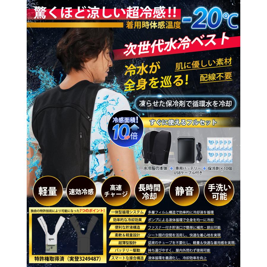 水冷ベスト＼新作超大冷却面・即日出荷／ 空調水冷服 10枚保冷剤付き