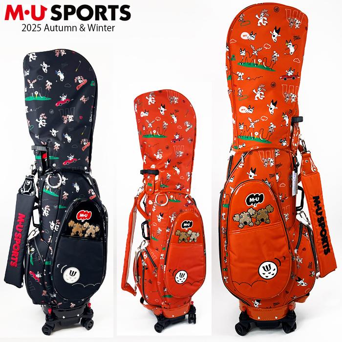 M・U SPORTS 25秋冬新作 総柄キャディバッグ キャスター付き ブラック