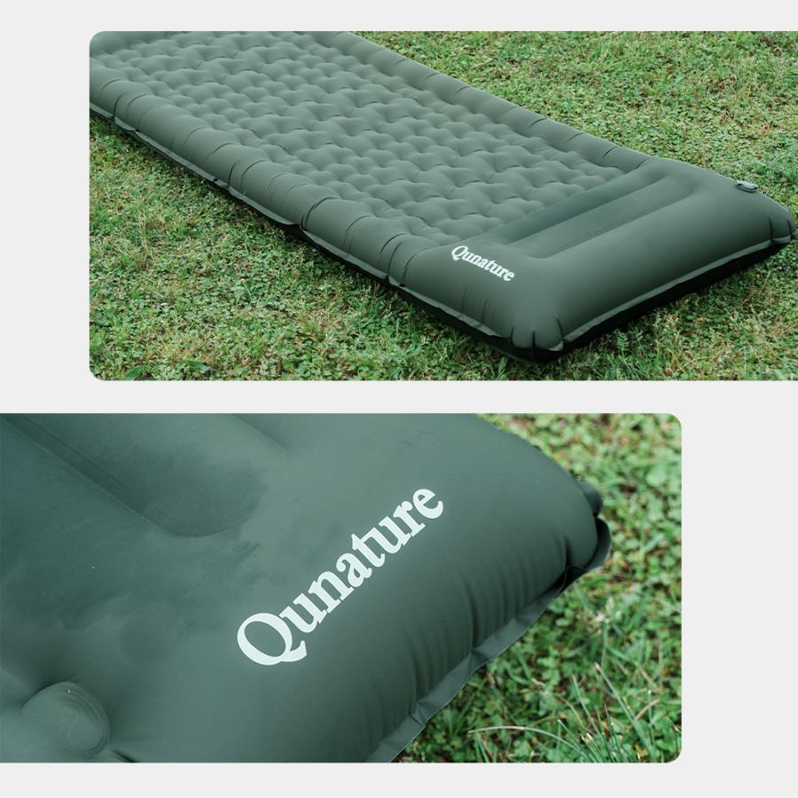 Qunature エアーマット 足踏み式 厚み12cm 枕付き キャンプ テント 車