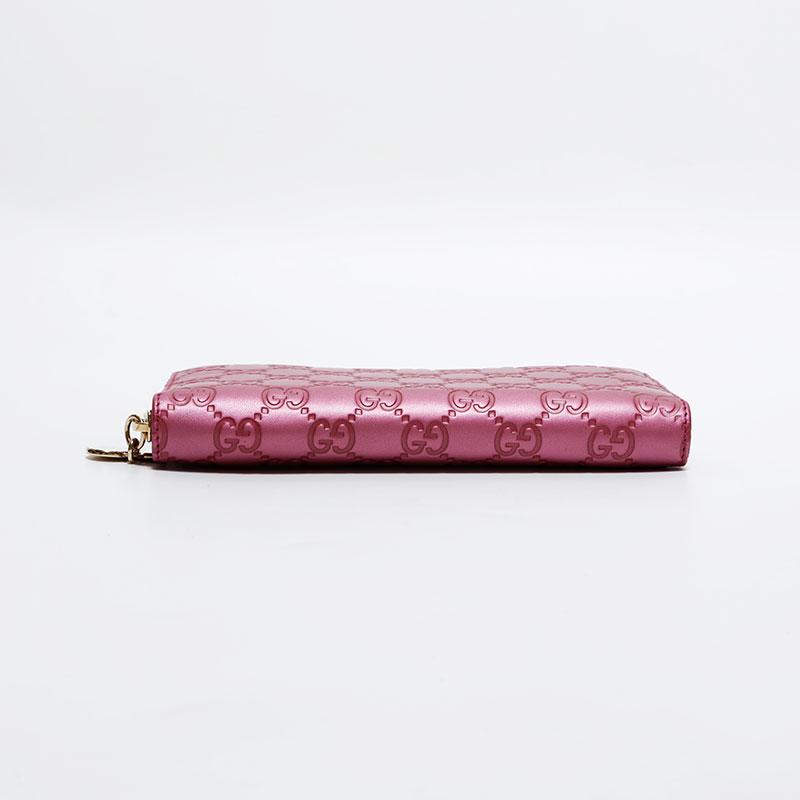 GUCCI（グッチ） 長財布 GG シマ ラウンドジップ ピンク【中古