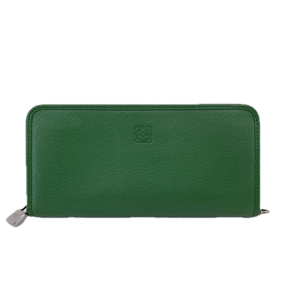 LOEWE（ロエベ） 長財布 アマソナ ラウンドファスナー グリーン レザー